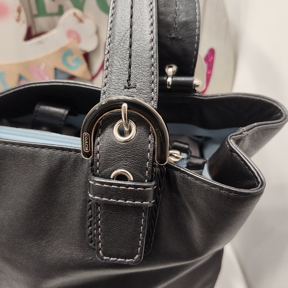🖤 Vintage EUC Coach Soho Leather North South Smooth Leather Tote Bag, Black - Picture 10 of 16
